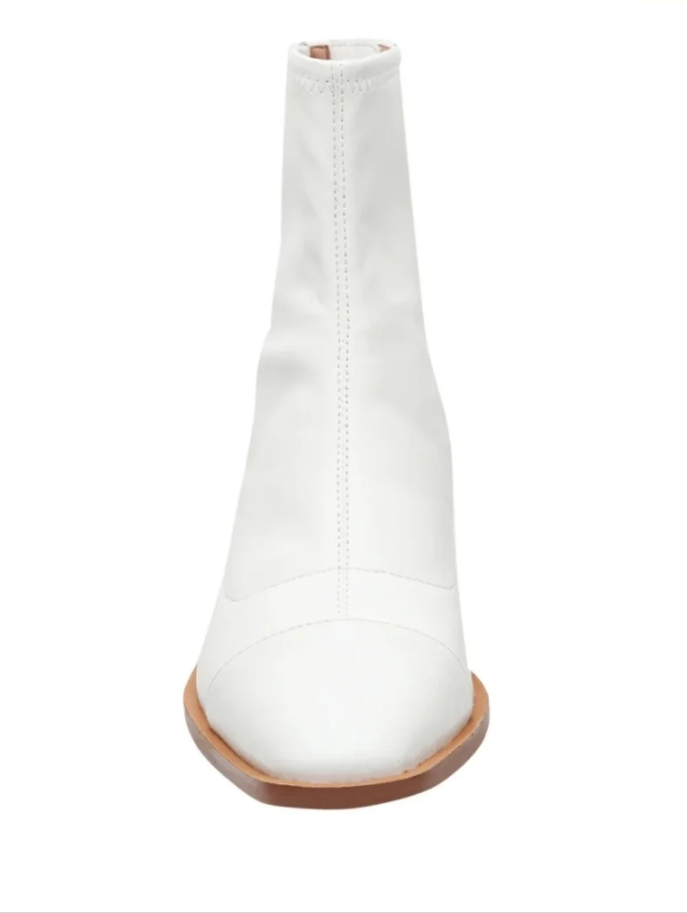 Paolo  Women's White Leather Ankle Boots - Classic Block Heel - Picture 3 of 15